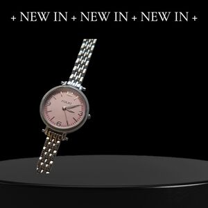Folio Women's Pink and Silver Watch 7" ADJUSTABLE